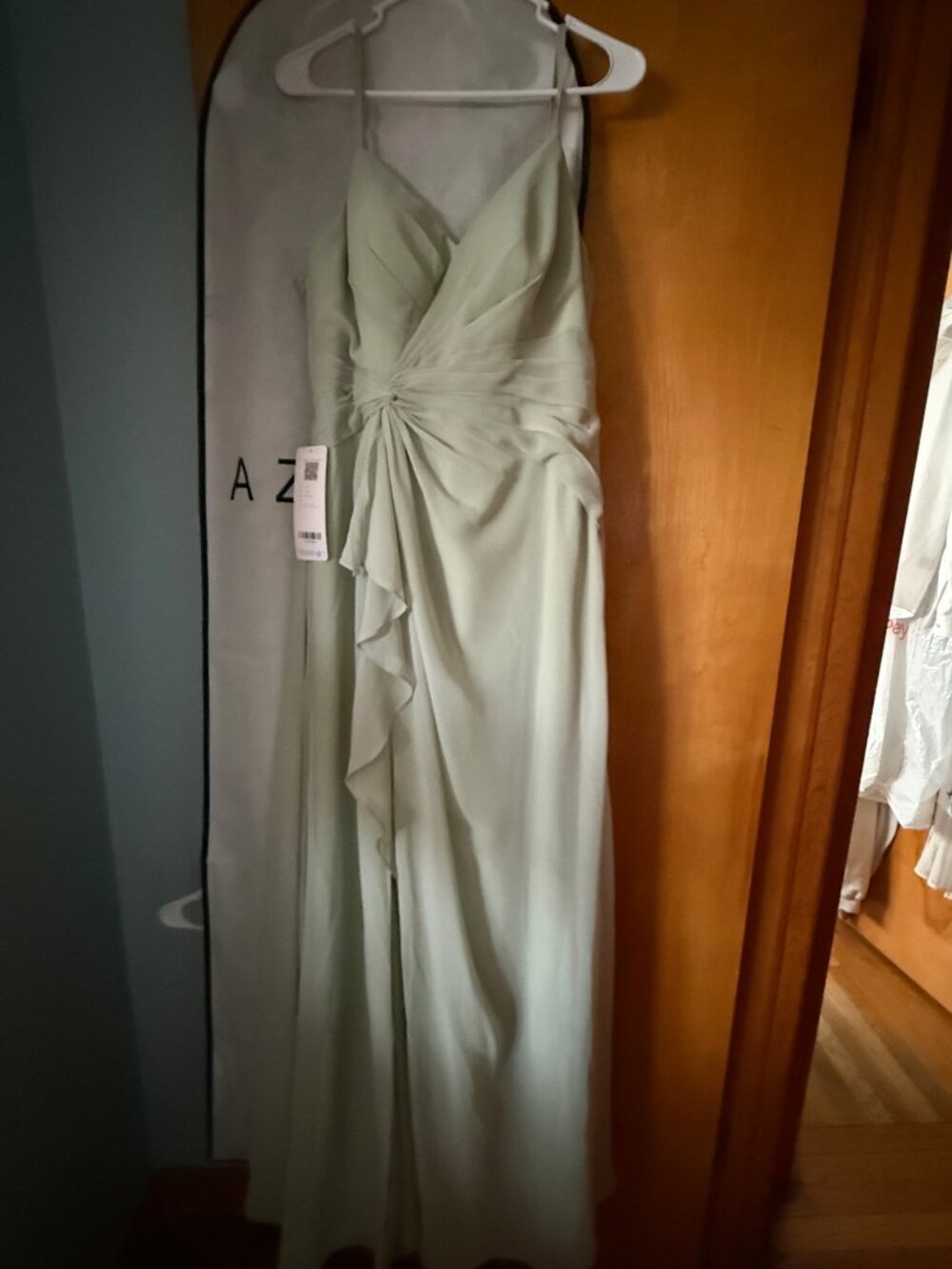 Azazie Emerald Maxi Dress in Sage Size 8